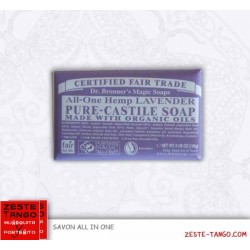Pack savon bio all-one Dr Bronner, LAVANDE + mini-serviette