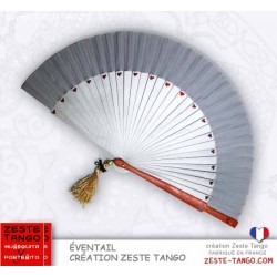 Éventail création Z.T - COLLECTOR, puces coeur - Argent, rouge