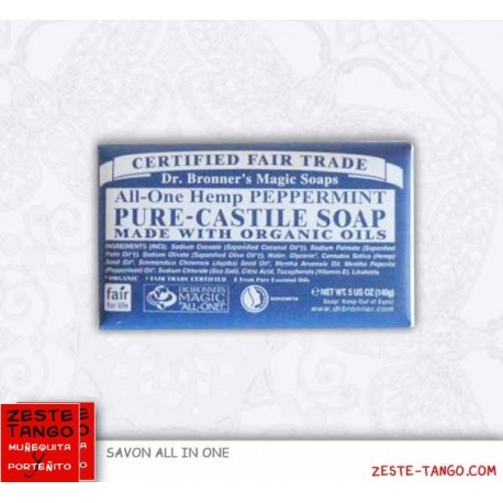 Pack savon bio all-one Dr Bronner, agrumes + mini-serviette