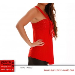 Top tango, bretelles en V . Paillettes