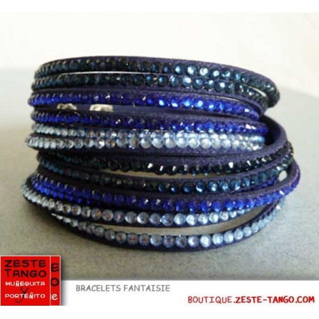 Bracelet strap Bleu marine. Strass couleur camaïeu bleu