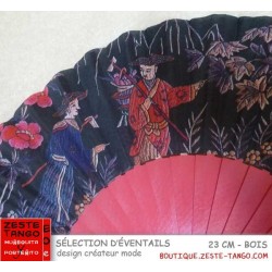 Eventail créateur mode: détail Décor chinois (gauche)