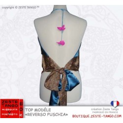 Top dos-nu. Reverso Fushia, création Zeste Tango