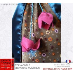 Top dos-nu. Reverso Fushia, création Zeste Tango