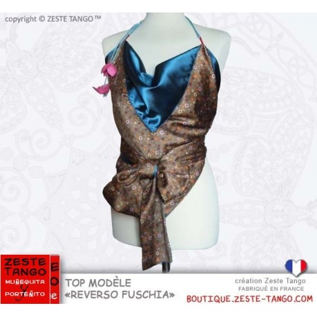 Top dos-nu. Reverso Fushia, création Zeste Tango