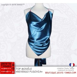 Top dos-nu. Reverso Fushia, création Zeste Tango