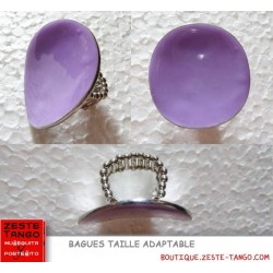 Bague adaptable. Grand rond émaillé rouge